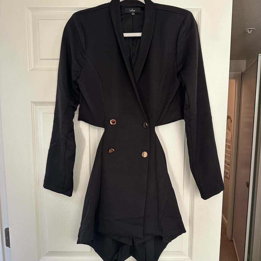 Black Double-Breasted Blazer Romper